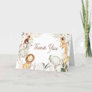 Boho Safari Animals Baby Shower  Thank You Card