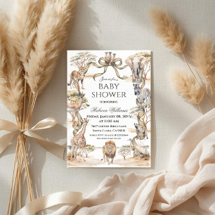 Boho Safari Animals Gender Neutral Baby Shower Invitation