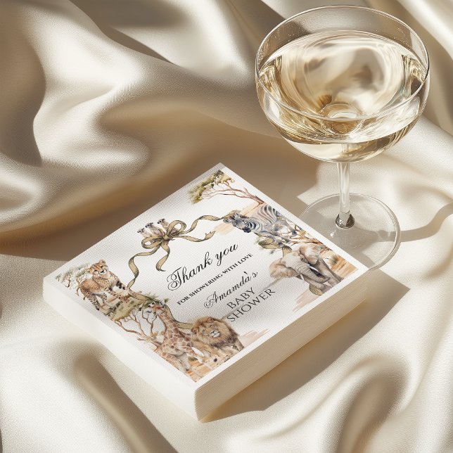 Boho Safari Animals Gender Neutral Baby Shower Napkin (Creator Uploaded)