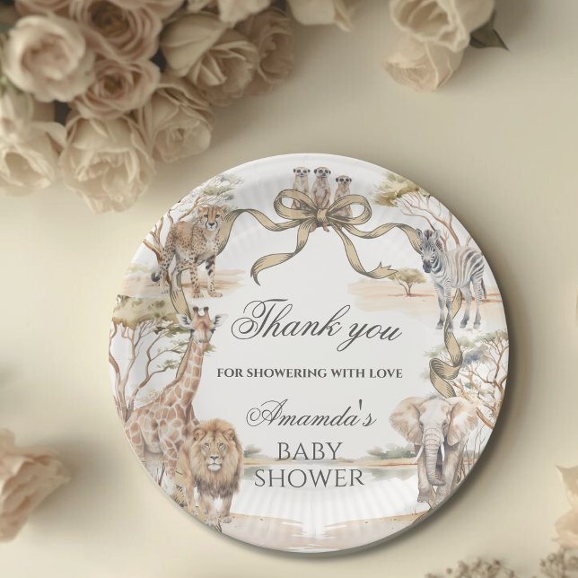 Boho Safari Animals Gender Neutral Baby Shower Paper Plate (Creator Uploaded)