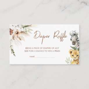 Boho Safari Baby Shower Diaper Raffle Enclosure Card