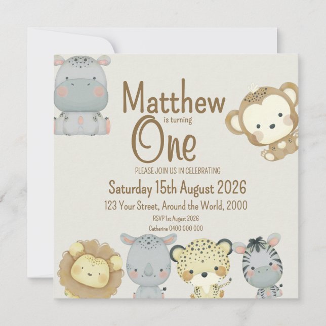 Boho Safari Birthday Invitation (Front)