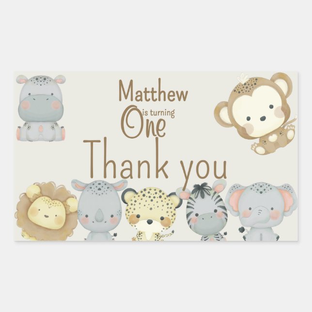 Boho Safari Birthday Sticker (Front)