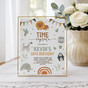 Boho Safari Birthday Time Capsule Table Sign