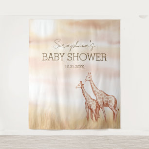 Boho Safari Giraffe Baby Shower Tapestry