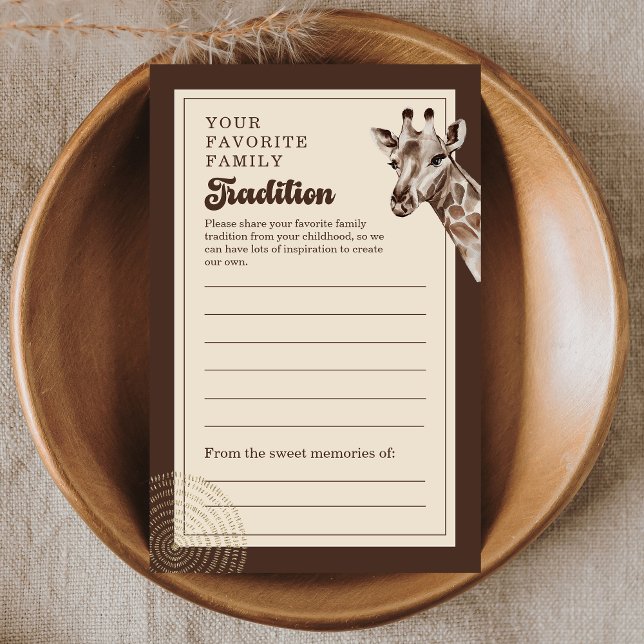 Boho Safari Giraffe Family Tradition Advice Card (Creator Uploaded)