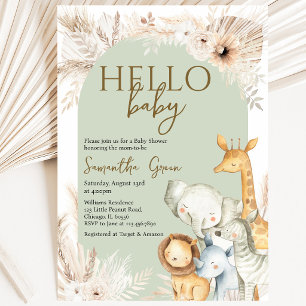 Boho Safari Hello Baby Baby Shower Invitation