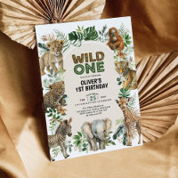 Boho Safari Jungle Animals Wild One 1st Birthday