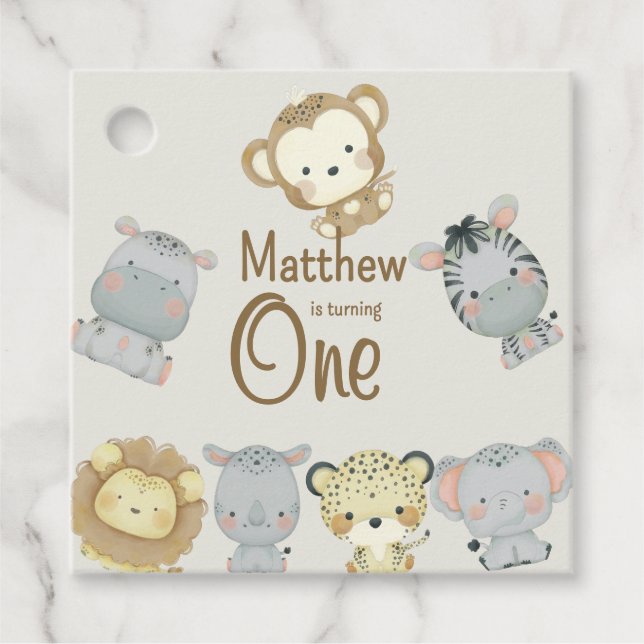 Boho Safari Square Favour Tag (Front)