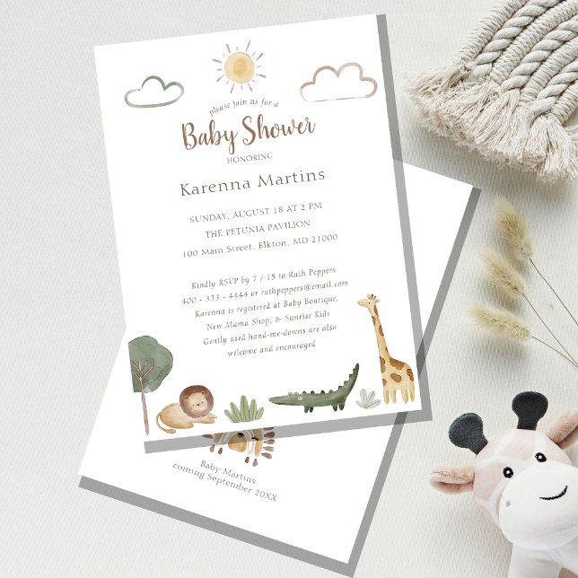 Boho Safari Watercolor Baby Shower Invitation (Creator Uploaded)