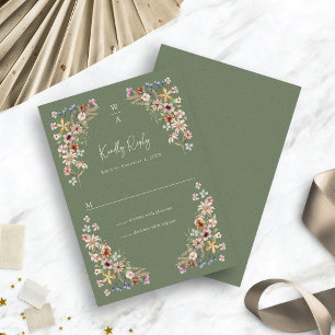 Boho Sage Floral RSVP Card