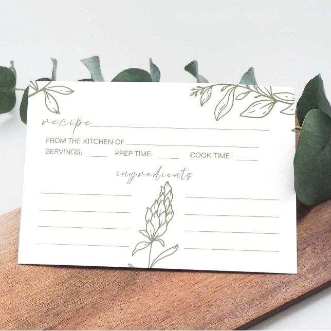 Boho Sage Flowers Wedding Recipe Card (Creator Uploaded)