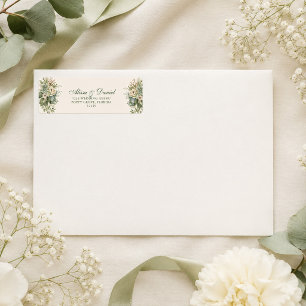 Boho Sage Green and Ivory Flowers Wedding Address Return Address Label