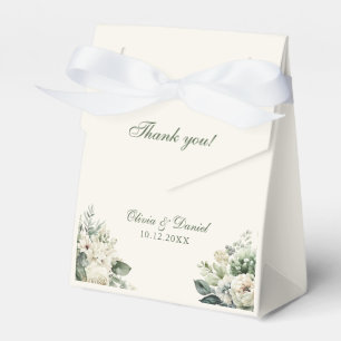 Boho Sage Green and Ivory Flowers Wedding Favour Box