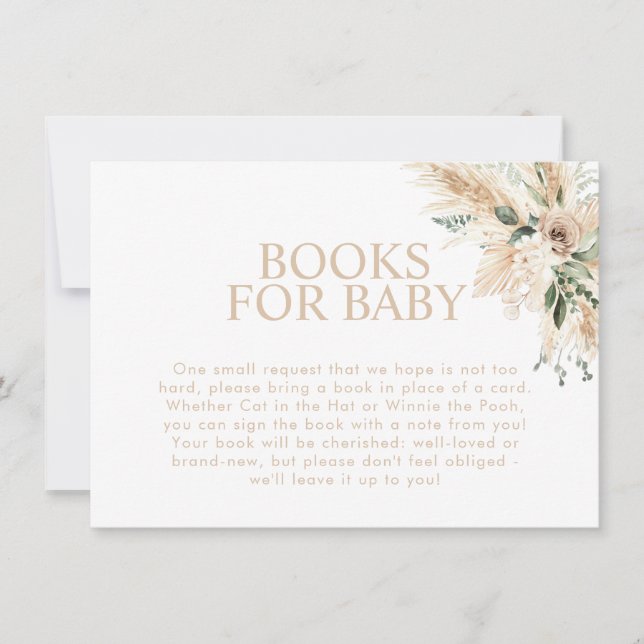 Boho Sage Green Baby Shower Book Request Card (Front)