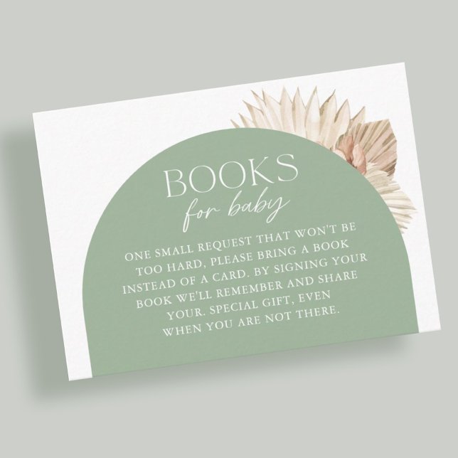 Boho Sage Green Baby Shower Book Request Enclosure Card (Creator Uploaded)