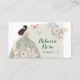 Boho Sage Green Blush Pink Quinceañera Place Card