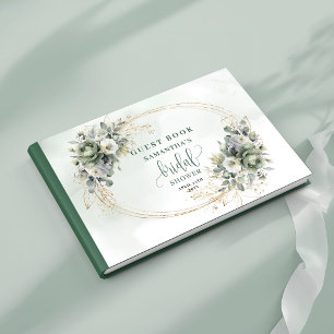 Boho Sage Green Bridal Shower Guest Book Gold