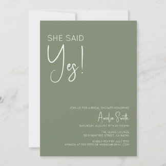 Boho Sage Green Bridal Shower Invitation