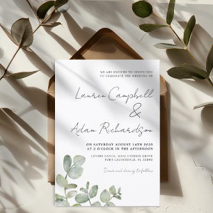 Boho Sage Green Eucalyptus Watercolor Wedding  Invitation