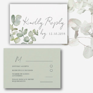 Boho Sage Green Eucalyptus Wedding RSVP Card
