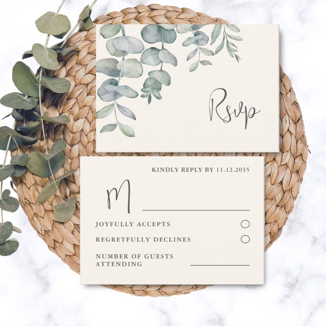 Boho Sage Green Eucalyptus Wedding RSVP Card (Creator Uploaded)