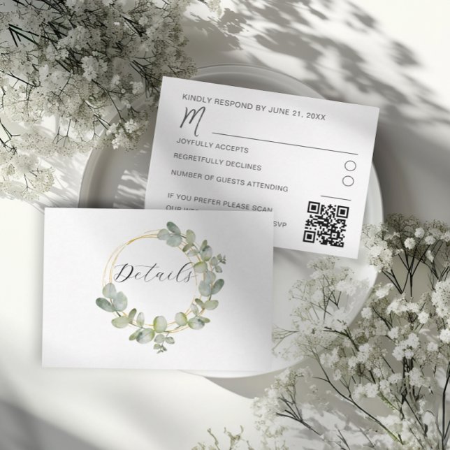 Boho Sage Green Eucalyptus Wreath Wedding Details Enclosure Card (Creator Uploaded)