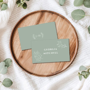 Boho Sage Green Flat Place Card