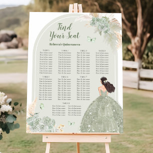Boho Sage Green Floral 15 Años Seating Chart