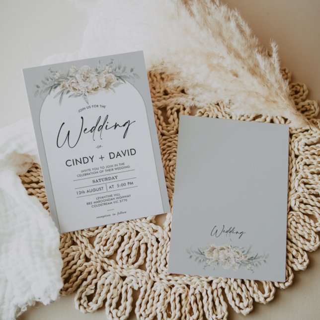 Boho Sage Green Floral Arch Wedding Invitation (Creator Uploaded)