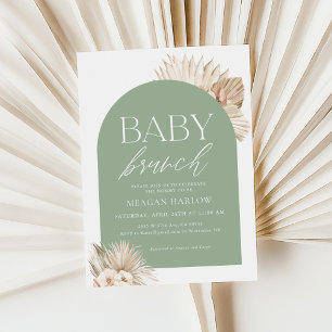 Boho Sage Green Gender Neutral Baby Brunch Invitation