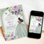 Boho Sage Green Lavender Floral Quinceañera Invitation<br><div class="desc">Boho Sage Green Lavender Floral Butterfly Quinceañera Invitation</div>