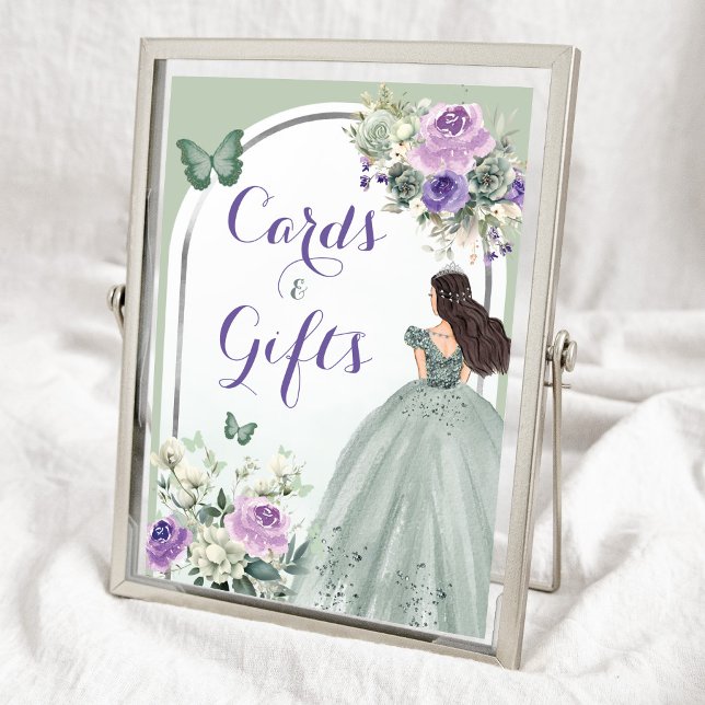 Boho Sage Green Lilac Floral 15 Años Cards Gifts Poster (Creator Uploaded)