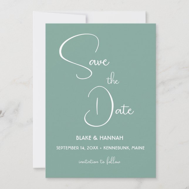 Boho Sage Green Minimalist Desert Save the Date Invitation (Front)