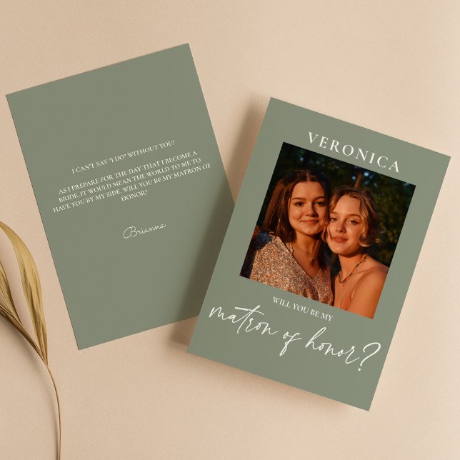 Boho Sage Green Photo Matron of Honour Proposal (Creator Uploaded)