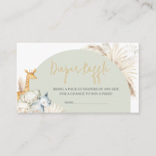 Boho Sage Green Safari Baby Shower Diaper Raffle Enclosure Card