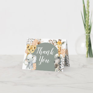 Boho Sage Green Safari Oh Boy Folded Card