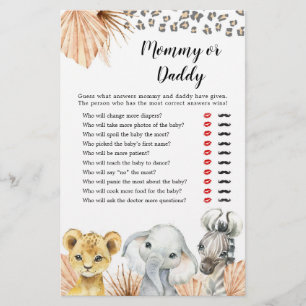 Boho Sage Green Safari Oh Boy Mummy or Daddy Game