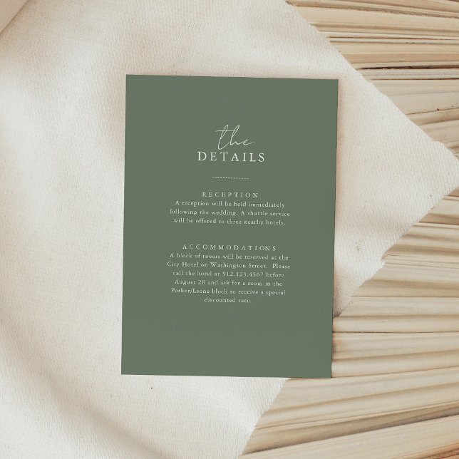 Boho Sage Green | Simple Wedding Guest Details Enclosure Card (Creator Uploaded)