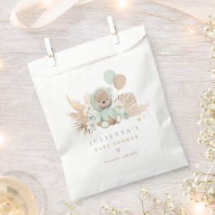 Boho Sage Green Teddy Bear Baby Shower Favour Bag