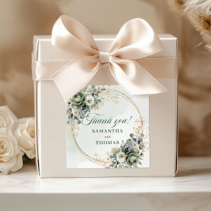 Boho Sage Green Thank You Favour Box Stickers