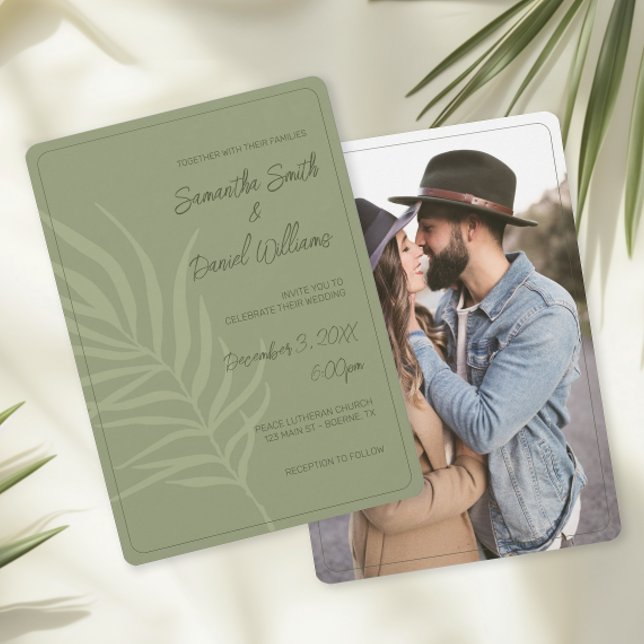 Boho Sage Green Wedding Invitation (Boho Sage Green Wedding Invitations)