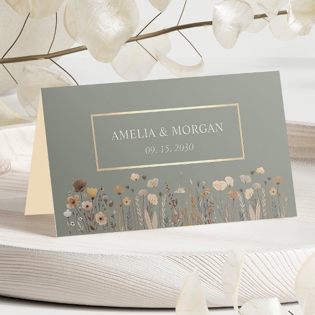 Boho Sage Green Wedding Place Card (Creator Uploaded)