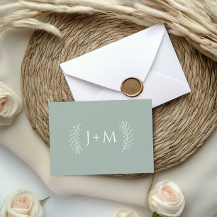 Boho Sage Green Wedding Stationary Thank You Card