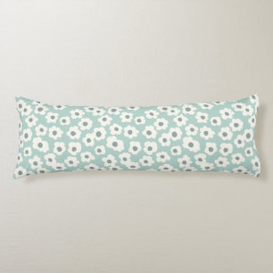 Boho Sage Green White Grey Floral  Body Cushion