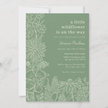 Boho Sage Green Wildflower Baby Shower  Invitation