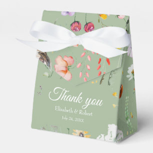 Boho Sage Green Wildflowers Wedding Favour Box