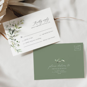 Boho Sage Greenery Botanical Wedding RSVP Card