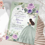 Boho Sage Lavender Floral Princess Quinceañera Invitation<br><div class="desc">Boho Sage Green Lavender Floral Princess Butterfly Quinceañera Invitation</div>