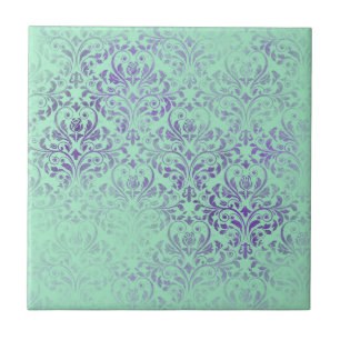 Boho Sage Purple Pattern Ceramic Tile